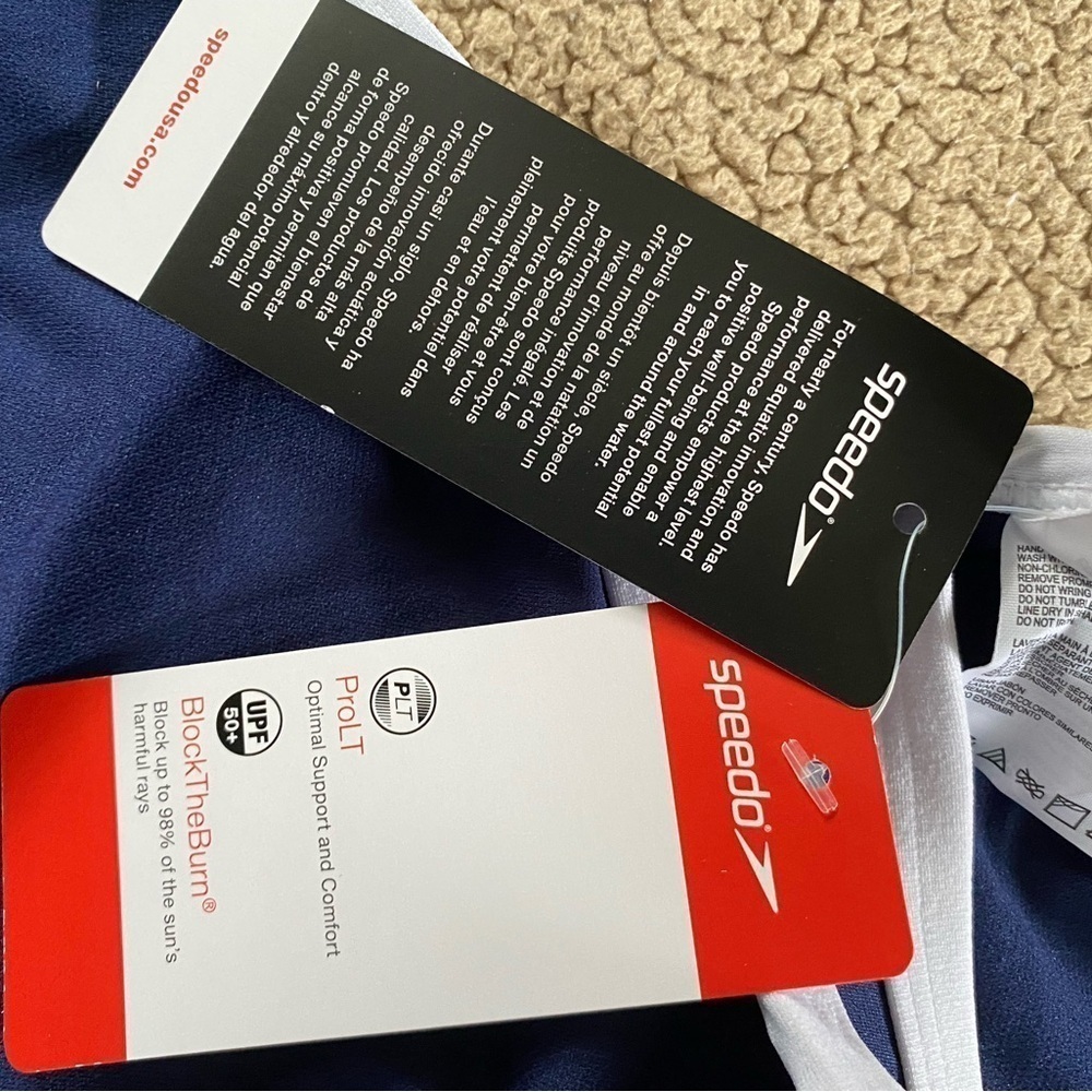 Nwt Speedo Women’s Pullon Swimsuit One Piece, Navy/ White Size: 8/34 — image 6 of 8